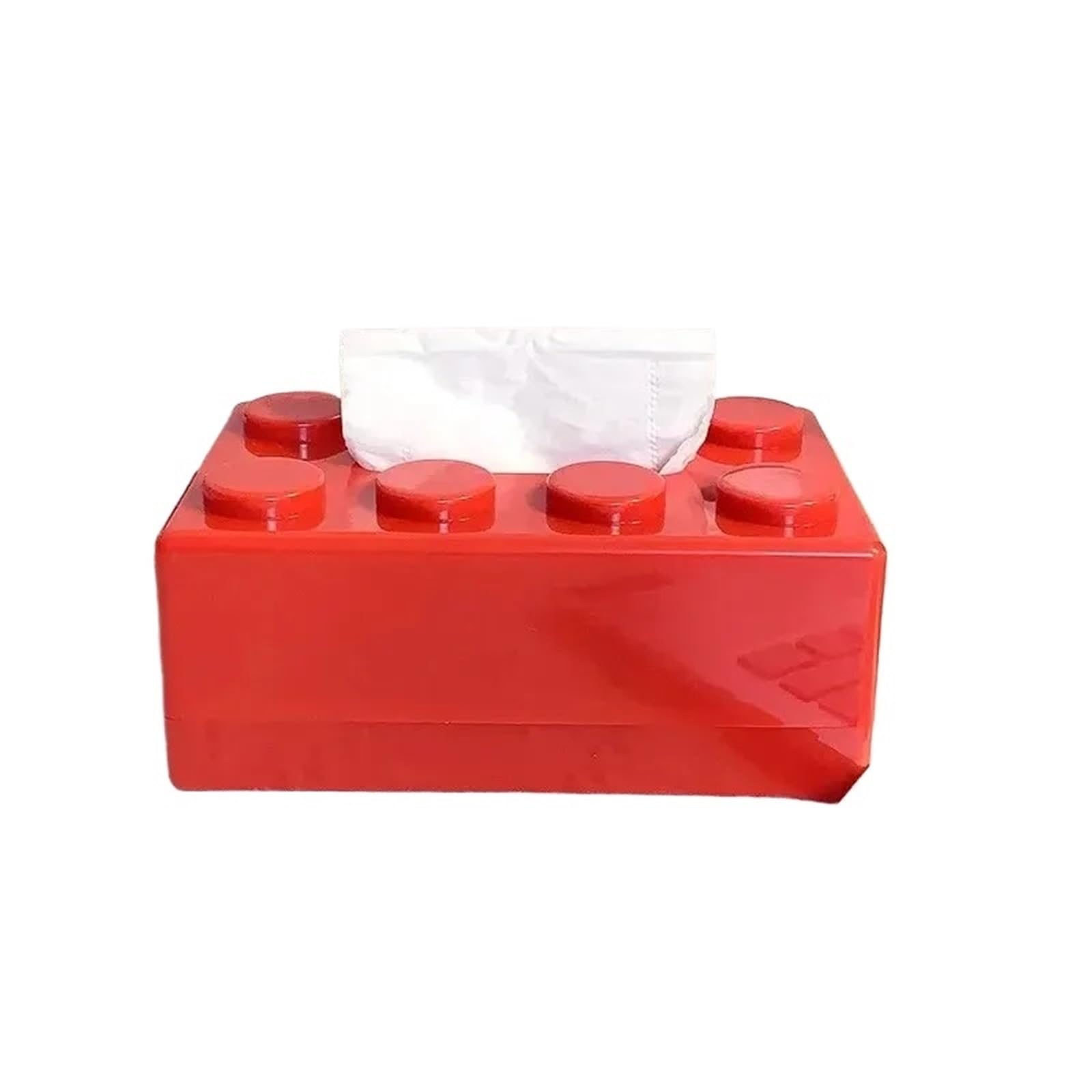 1PC Creative Building Block Tissue Box With For Household Napkins Paper Drawer Storage for Office Home(Red)