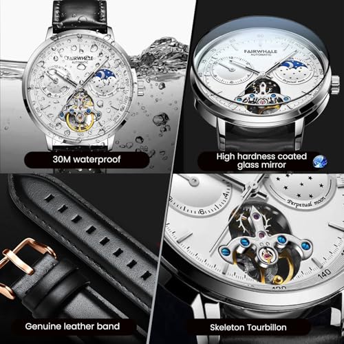 Image of WeCool Fairwhale Automatic Mechanical Watch for Men Luxury Skeleton Analog Men's Watch 50M Waterproof Luminous Unique Cool Wrist Watchs | Best Gift for Males