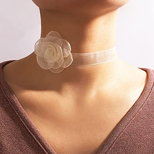Asphire bohemian black lace flower collar choker necklace soft wh…