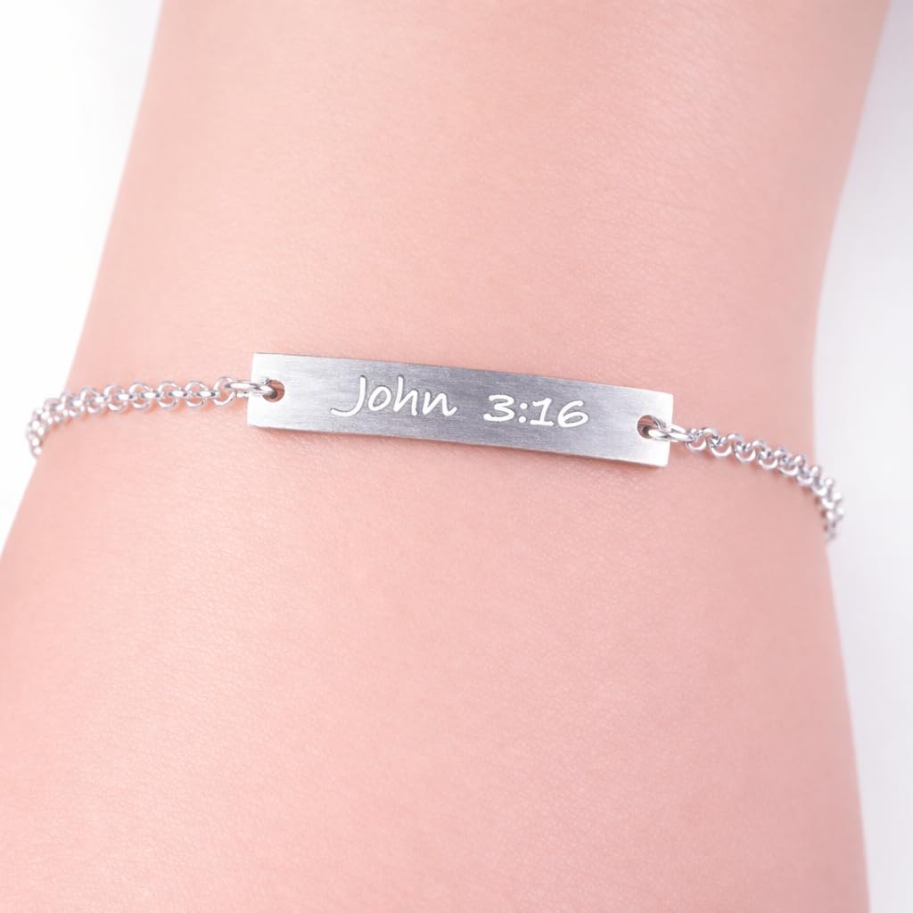 John 3 16 Bracelet for Women, 925 Sterling Silver Christian Faith Jewelry, Meaningful Gift for Her
