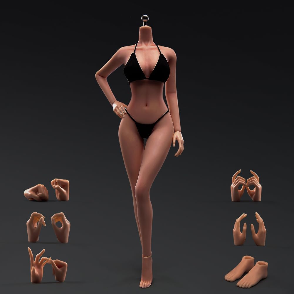1:6 Scale Make Up Female Body with Clothes Super Flexible Joints Miniature Action Figure Seamless Body Large Breast for Hobby Collection (240101B Copper Suntan Skin)