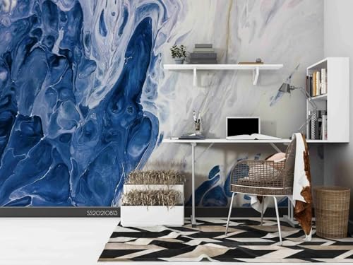 Fresque Home Decor Texture Bleu Blanc Papier Peint Éclatant 3D - 2