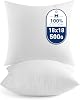 MIULEE 18x18 Pillow Inserts,Set of 2 100% Virgin Microfiber with Cotton Cover Throw Pillows for Couch Sofa and Bed