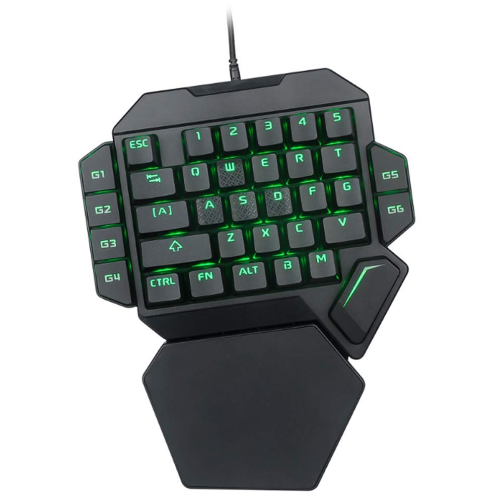 Goshyda Clavier rétroéclairé à Une Main, USB Filaire 35 Touches Clavier de Jeu mécanique à Une Main RGB Blacklight avec Fonction de définition de Macro, avec Touches multimédia FN