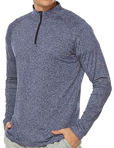 JINIDU Mens Quarter Zip Athletic Cycling Jersey Fit Long Sleeve Pullover Shirt