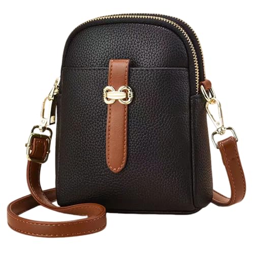 Image of Leather Crossbody Bag for Women Men, Three Layers Large Capacity Messenger Bags Crossover Over the Shoulder Purse for Everyday Use Trip Walking Shopping