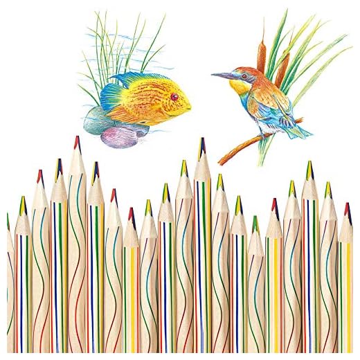 EMAGEREN 30 Piezas Lápices de Colores 4 en 1 Lapiz para Dibujar de Arcoíris Lápices de Colores de Madera Lápices Mágicos Lapices de Dibujo Multicolor para Dibujar/Colorear/Hacer Bocetos Artísticos