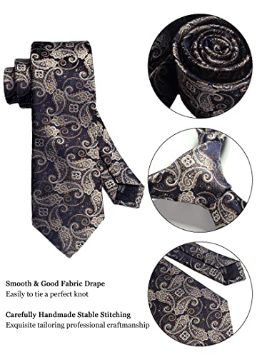 Image of Paisley Floral Mens Tie Formal Necktie Pocket Squares Ties Clips Cufflinks Classic for Men Set