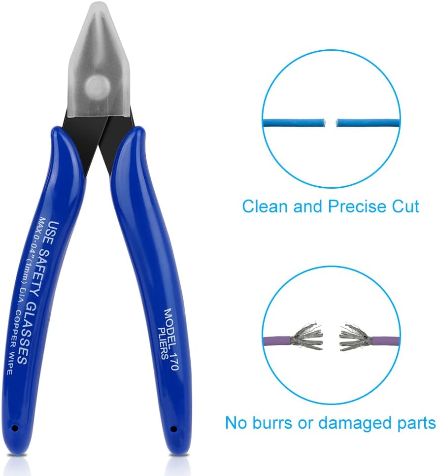 Ainiv Wire Cutters, Spring-loaded Side Cutters Flush Cutters, Diagonal Cutters Precision Side Cutters, Diagonal Cutting Pliers in CRV Steel, Heavy Duty Cutting Pliers for Electrical, Homes