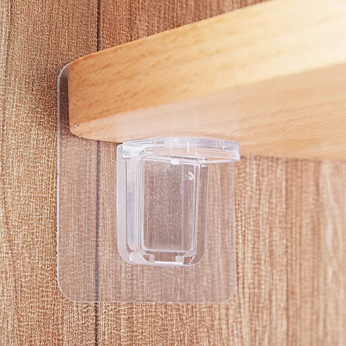 TNSLAND Schrankbodenhalter selbstklebend Transparent, 16Stk Schrankboden Halterung Selbstklebend, Verstärkt! Regalbodenträger Selbstklebend Fachbodenträger Ohne Bohren Einlegeboden Halter Klebend Cover
