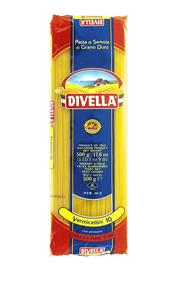 Divella Vermicellini n°10 - Pastas de sémola de trigo duro (36 unidades, 500 g)
