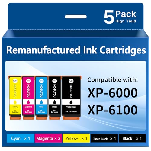 MOGUTOU Remanufactured for 302XL Ink Cartridges for Epson Printer 5 Pack
