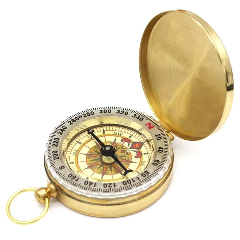 Brújula para navegación, reloj de bolsillo luminoso portátil, ideal para deportes al aire libre, camping, senderismo, viajes, buscador de dirección preciso, construcción de latón duradero