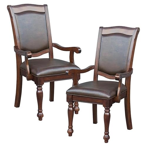 Lexicon Lordsburg 19.5" Traditional Wood & Faux Leather Upholstered Dining
