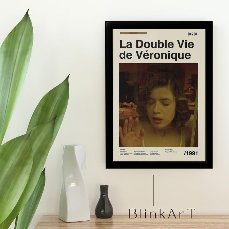Image of BLINKART La Double Vie De Movie Poster Frame 8x12 Inch | Premium 300 GSM Paper Wall Print | Mid Century Vintage Film Artwork for Home, Bedroom, Living Room, Office | Framed Photo Decor