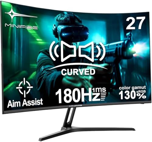 Minifire 27 inch 100 Hz gebogen monitor, USB Type-C-poort, ingebouwde luidspreker, oogverzorging voor bedrijven/kantoor, FHD 1080P pc-scherm, 100 x 100 mm VESA, flikkervrij, laagblauwe modus