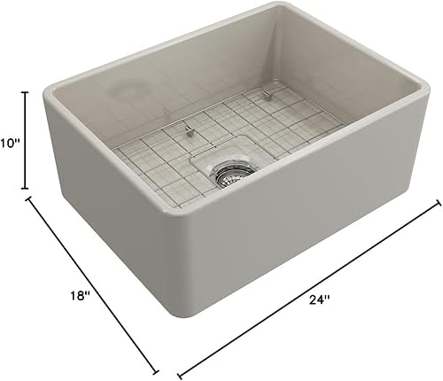 Miniatura 308 de BOCCHI Classico Farmhouse Delantal de arcilla refractaria delantera de 20 pulgadas. Fregadero de cocina de un solo tazón con rejilla inferior Café