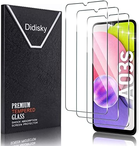 Didisky Tempered Glass Screen Protector for Samsung Galaxy A03S / Galaxy A22 5G, [3 Pack] Screen Protector,Soft Touch,Easy to Clean,Easy to Install,Transparent