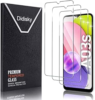 Didisky Tempered Glass Screen Protector for Samsung Galaxy A03S / Galaxy A22 5G, [3 Pack] Screen Protector,Soft Touch,Easy to Clean,Easy to Install,Transparent