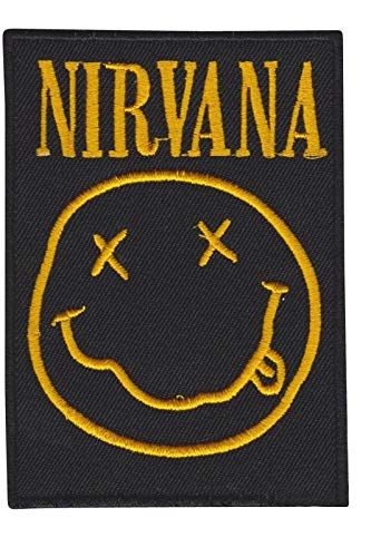 Nirvana Smiley Gold Big Patch Badge Embroidered Iron on Applique Patch Accessory