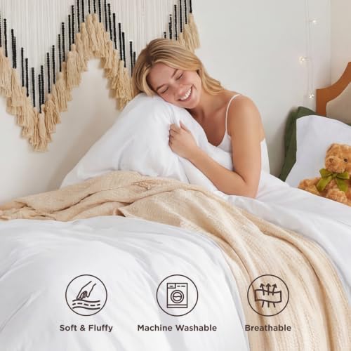 Image of Bedsure Prewashed Twin Duvet Cover, Cotton-Like Bedding Set, Bright White | Ultra Soft, Relaxed Texture, Twin XL Breathable Comfort, Hidden Zipper, 8 Corner Ties, Easy Care, Year-Round Use