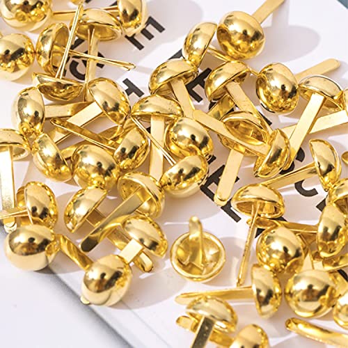YUE QIN 500 Stück Musterbeutelklammern Mini Rundkopfklammern Metall Brads Papierverschlüsse Briefklammern für Kartenherstellung Scrapbooking Kunst Basteln DIY (0.3 x 0.47 Zoll)