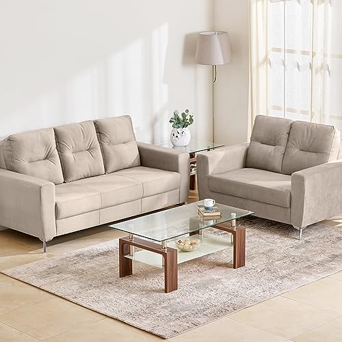 Image of Home Centre Quebec NXT Solid Wood Fabric 3+2 Seater Sofa Set - Grey
