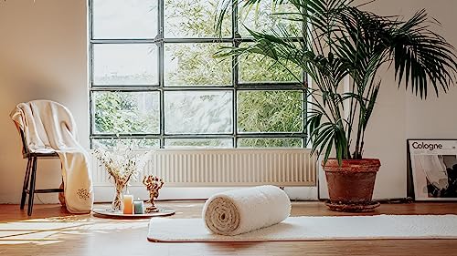Bodhi | Schurwoll-Yogamatte | Natur | Schurwollmatte | 100% Schafschurwolle (1200 g/m²)| Weich & Isolierend | VISHNU 60 | 200 x 60 cm