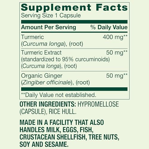 SUREFECT Spring Valley Turmeric Curcumin with Ginger Powder, 500mg, Vegetarian Capsules, General Wellness Supplement, 90 Count Organizer.