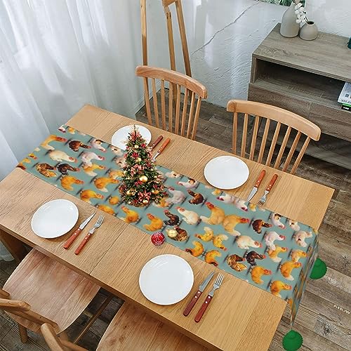 Chemin de table rustique poule pour décoration de cuisine et Noël