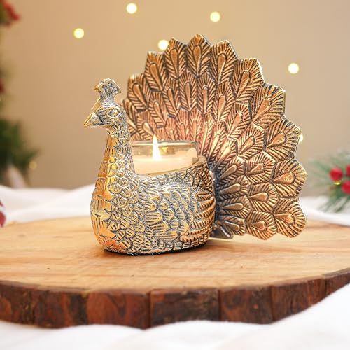 BEHOMA Metal Dancing Peacock Figurine for Good Luck & Love,Candle...