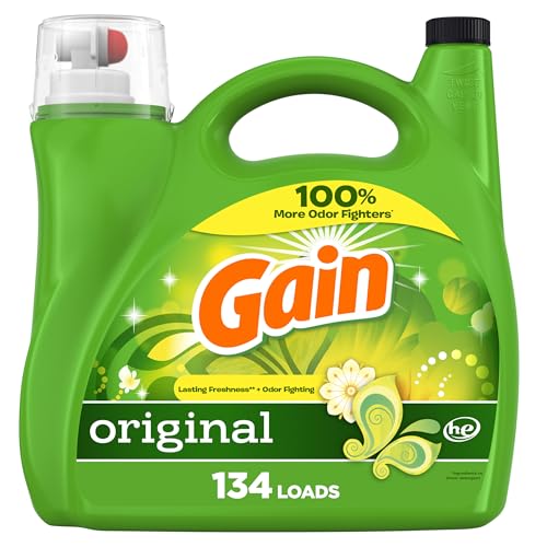Gain Liquid Laundry Detergent, Original Scent, 194 fl oz, 134 loads, Freshness + Odor Fighting, Laundry Detergent Liquid Soap