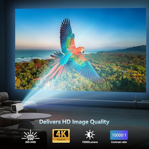 Mini Beamer Unterstützt 4K 1080P, Mini Projektor mit WiFi 6 und Bluetooth 5.4, Tragbarer Projektor mit Auto Keystone, 200-Zoll-Bildschirm, Smarter Beamer, kompatibel mit Laptops, Smartphone und TV - 0