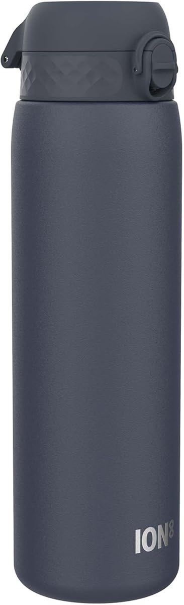 Ion8 Lightweight 1 Litre Steel Water Bottle, Non-Insulated, Leak Proof, Easy to Open, Secure Lock, Dishwasher Safe, Flip Cover, Carry Handle, Ideal for Travel & Active Lifestyles