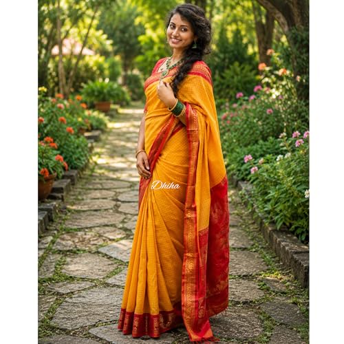Image of Gadwal Cotton Silk Checked Saree for Women | Pure Kalyani Cotton Checked Saree with Zari Border Tassels & Blouse | Kanjivaram Linen Silk | Handloom Weave