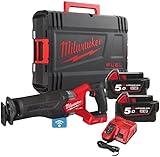 Lunghezza lama 22 mm Milwaukee 0 M18FHZ-502X - Seghetto alternativo a batteria 18 V/5.0 Ah 22 mm Hub, colore: Rosso