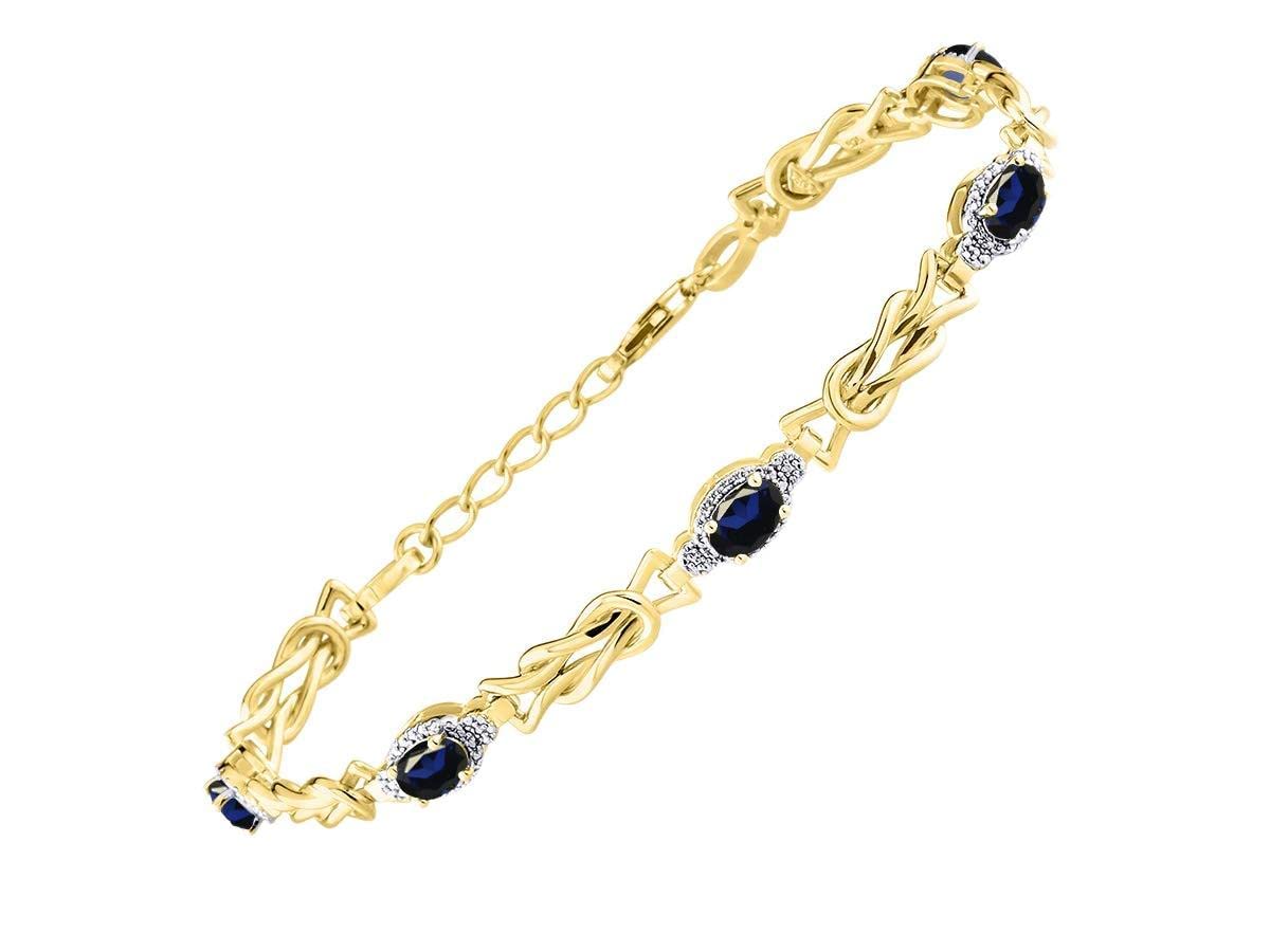 RYLOS Bracelets for Women Yellow Gold Plated Silver Love Knot Tennis Bracelet Gemstone &amp; Diamonds Adjustable to Fit 7"-8" Wrist, 5 Gorgeous 6X4MM Jewelry for Women Friendship Bracelets