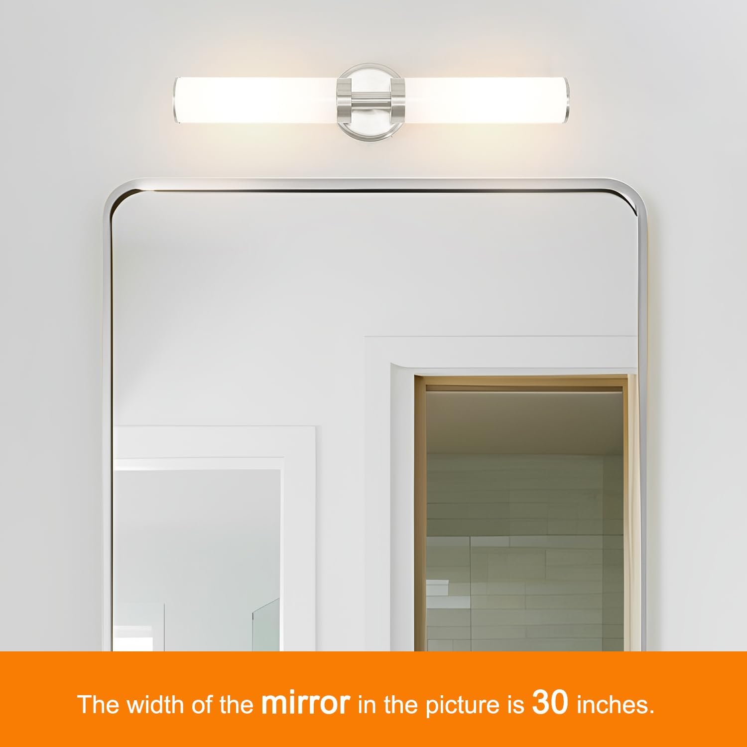 Brushed Nickel Wall Sconces Set of 2, Modern Bathroom Vanity Lights for Mirror, Wall Light Fixtures with Milk Glass for Bathroom, Bedroom, Hallway, E26 Base, Bulbs Required, 22.05 Inch