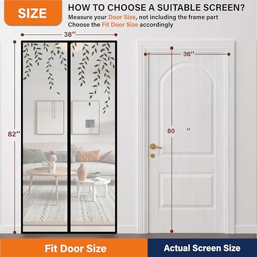 Image of Magnetic Screen Door, Door Screen Magnetic Closure-Keeps Bugs Out Let Breeze in, Heavy Duty Mesh - Pet and Kid Friendly, Works with Front Doors, Sliding Doors Fit Door Size 36 x 80 in