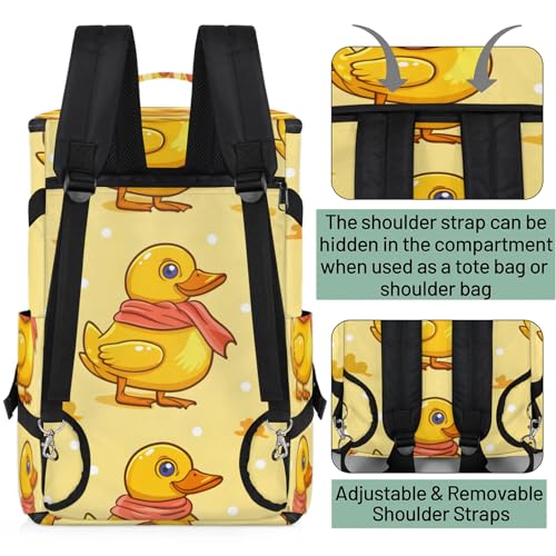 Tactical Sports Duffle Bag for Travel Waterproof Gym Bag with Shoe Compartment 48L Carry On Luggage for Men & Women 3-in-1 Durable Travel Luggage Yellow Ducks 5