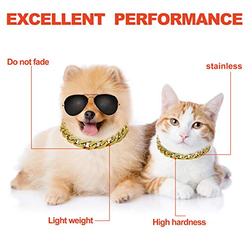 image for Hicarer 2 Pieces Dog Link Chain Gold Necklace Chain ABS Plastic Dog Go
