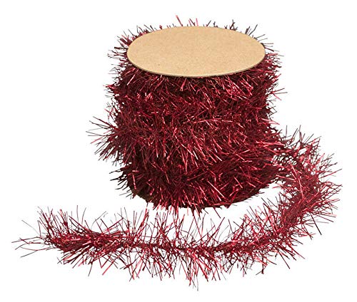 Manoch 12 feet Dark Red Tinsel Garland Vintage Style Christmas Feather Trees Holiday Material: Tinsel Color: Red Dimensions: Approx 12 feet About 1 inch Wide Christmas Crafting Small Gift Accent