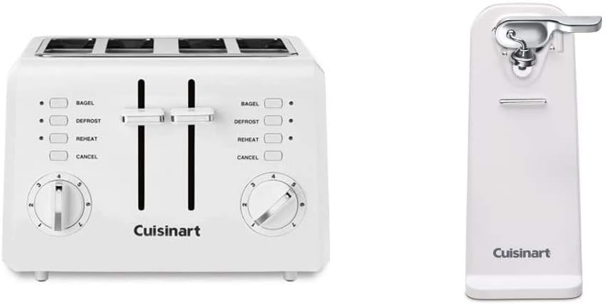 Cuisinart 4-Slice Toaster (CPT-142P1) and Electric Can Opener (CCO-50N) Bundle, White