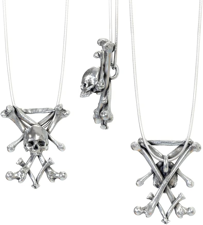 Skull Lucifer Sigil Skull and Bone Pendant Metal Jewelry for Necklace - Image 2