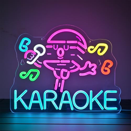 CNBEYOUNG KARAOKE ネオンライト 店舗用LED NEON SIGN 多階段調光可 カラオケネオン 店用標識サイン OPEN LED NEON管 USB給電 スタジオ看板 放送室インテリア ライブバー 居酒屋 喫茶店 カスタムクラブ向け 目立
