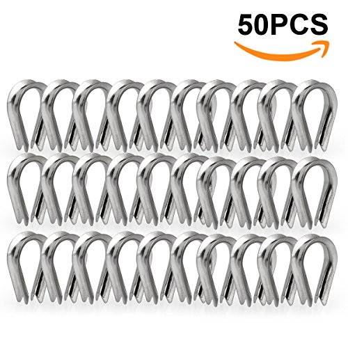 50Pcs Stainless Steel Thimble For 5/32 Steel Wire Rope Cable, M4 Rope Thimble Rigging For 1/8 In - 5/32 In Diameter Wire Rope Thimble #TOP5