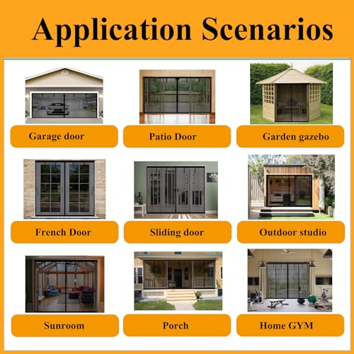Image of Magnetic Garage Door Screen 13x7FT for 1 Car, Hands Free Screen Curtains, Retractable Fiberglass Doors Cover Closure for Garage Carport Patio Porch Gazebo Backyard Greenhouse RV (Black, 13x7ft)