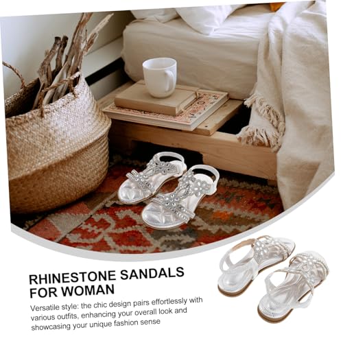 Sandales argentées paillettes taille 40 Uonlytech avec semelle légère en PU chic - 7