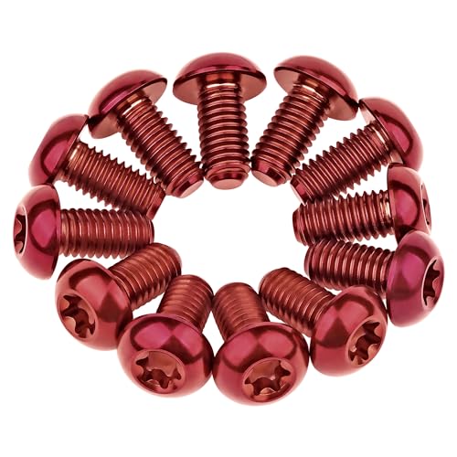 Image of 12Pcs Ti Titanium Bolts Torx M5x10 Bicycle Bike Disc Brake Cycle Rotor Screws Gr5 (Burgundy)
