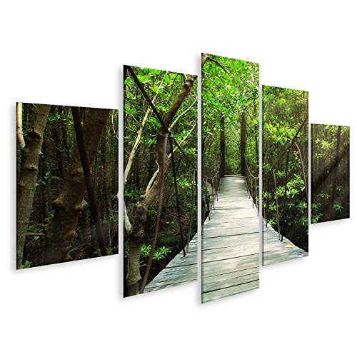 islandburner Cuadro sobre Lienzo Puente Colgante en el Bosque Cuadros murales póster